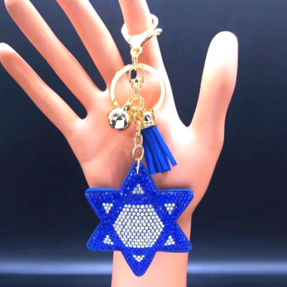 NEW! Judaism Star of David ✡️ Rhinestone Keychain Bag 👜🎒 Charm - Hannukah🕎 - Picture 1 of 5